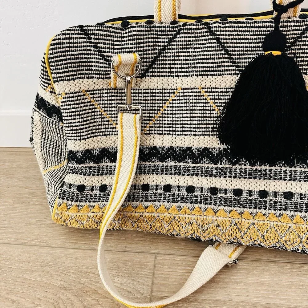 Handcrafted in India Southwestern Boho Shoulder Bag Tote Embroidered Yellow